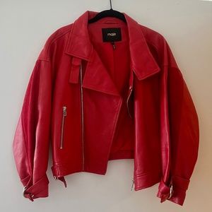 Maje Red Leather Jacket